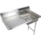 Thumbnail image #1 for Klinger's Trading UDT48L 48 x 28 Inch Undercounter Stainless Steel Dish Table with Left Drainboard and Right Pre-Rinse Sink