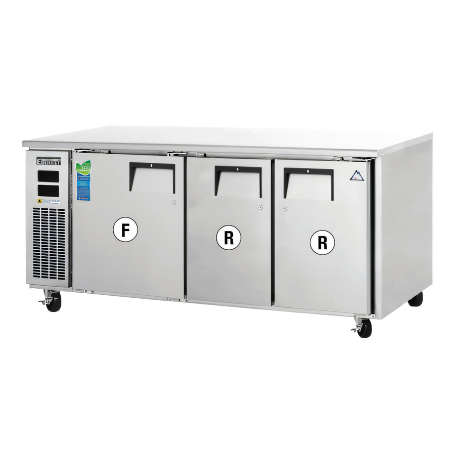 Product image #1 for Everest Refrigeration ETRF3 3-Section Undercounter Worktop Dual Temperature Refrigerator/Freezer Combo