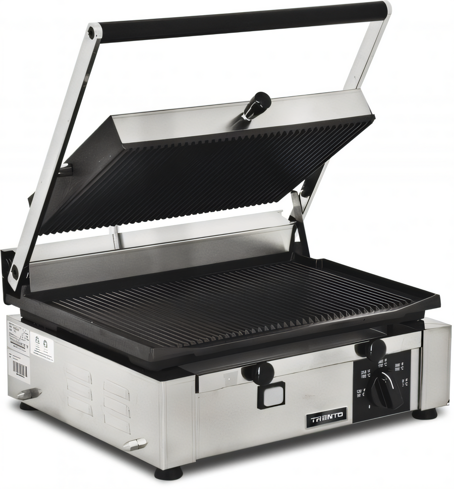 Product image #1 for Trento Countertop Single Panini Grill with 10 x 14 Inch Ribbed Cast Iron Plates