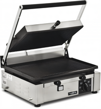 Trento Countertop Single Panini Grill with 10 x 14 Inch Ribbed Cast Iron Plates