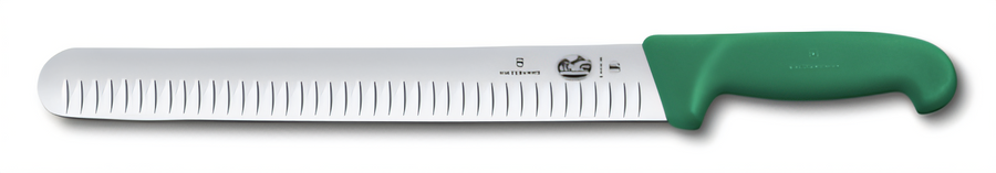 Product image #1 for Victorinox Fibrox® HACCP 12-Inch Granton Edge Slicer Knife with Green Slip-Resistant Handle