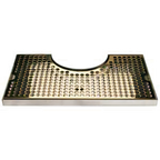 Thumbnail image #1 for Micro Matic USA DP-920SSPVD Surface-Mount Stainless Steel Draft Beer Drip Tray Trough with PVD Brass Screen, No Drain
