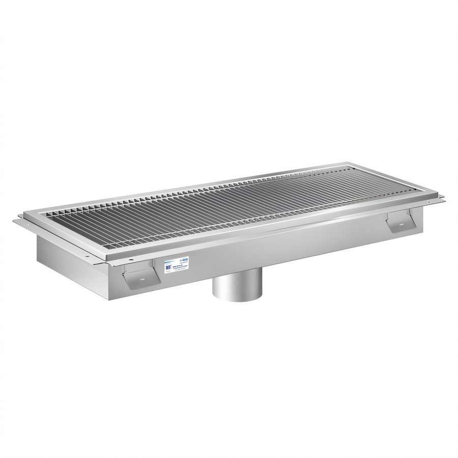 Product image #1 for KoolMore Commercial 12-Inch x 120-Inch Stainless Steel Floor Trough Drain with Subway-Style Grating and Removable Drain Baskets