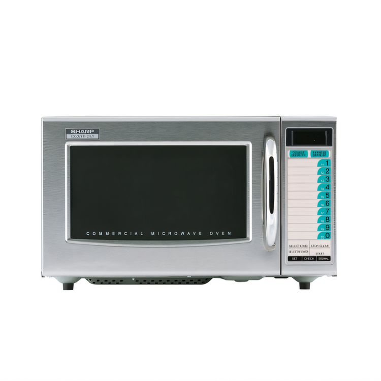 Product image #1 for Sharp Express Defrost R-21LTF Medium Duty Countertop Commercial Microwave Oven, 1.0 Cu. Ft., 1000W, Stainless Steel