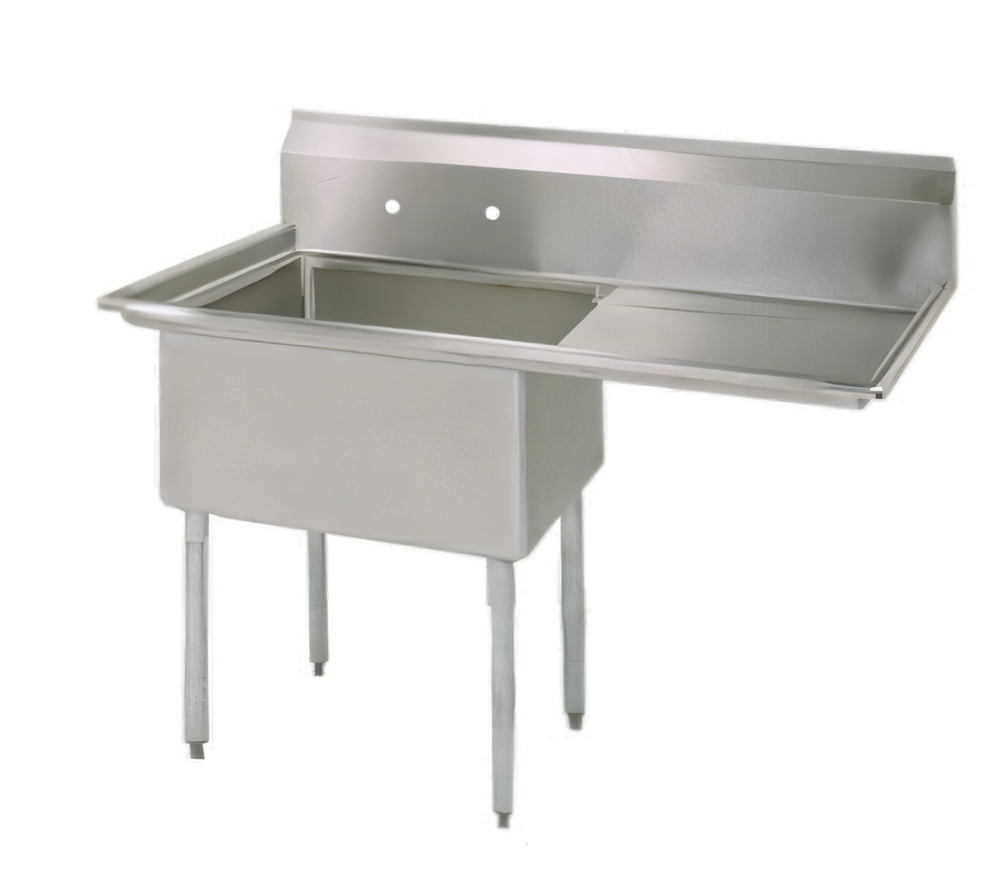 Product image #1 for BK Resources 1-Compartment Stainless Steel Sink with Right Drainboard and 9-Inch Backsplash