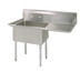 Thumbnail image #1 for BK Resources 1-Compartment Stainless Steel Sink with Right Drainboard and 9-Inch Backsplash
