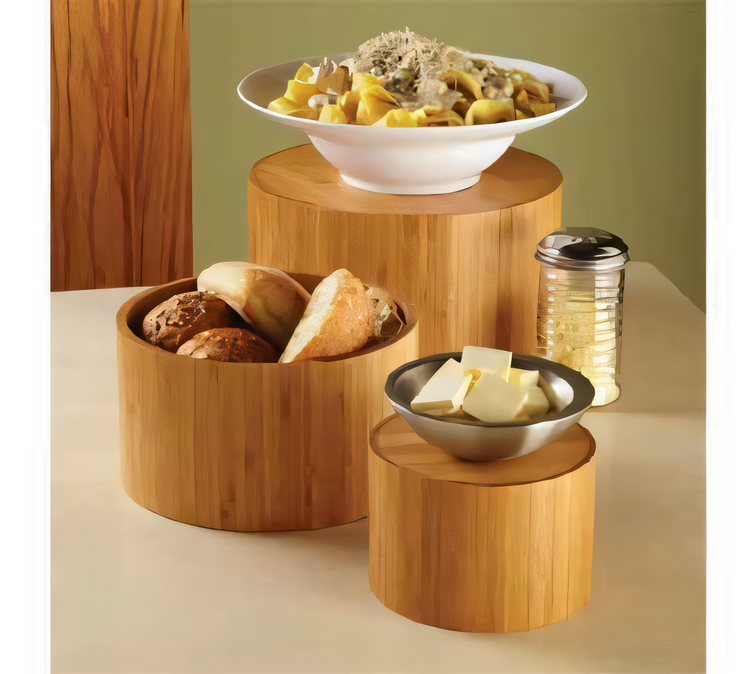 Product image #1 for 3-Piece Bamboo Round Display Riser and Bowl Set, Natural