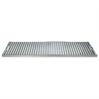 Micro Matic Surface Mount Stainless Steel Drip Tray, 24 x 5 Inch, with Perforated Grill and 3-1/2 Inch Drain Nipple