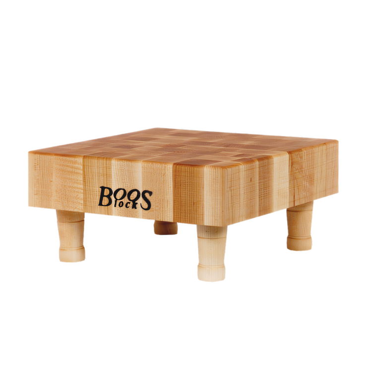 Product image #1 for John Boos Gift Collection Square End Grain Hard Rock Maple Cutting Board with Wooden Legs, 12 x 12 x 3 Inches