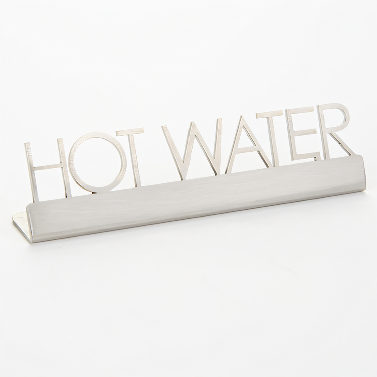 Product image #1 for American Metalcraft Hot Water Stainless Steel Printed Table Sign, 5-Inch