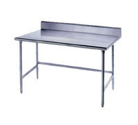 Advance Tabco 120-Inch x 36-Inch 14-Gauge 304 Stainless Steel Work Table with 5-Inch Backsplash and Open Base