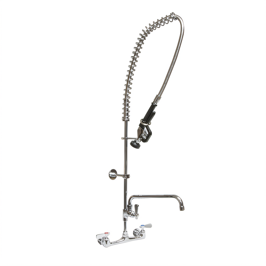 Product image #1 for BK Resources WorkForce 8-Inch Splash Mount Lead-Free Pre-Rinse Assembly with 18-Inch Add-On Faucet