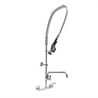 BK Resources WorkForce 8-Inch Splash Mount Lead-Free Pre-Rinse Assembly with 18-Inch Add-On Faucet