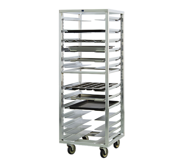 Product image #1 for Universal Roll-In End-Load Aluminum Pan Rack with 12 Adjustable Guides, 10-12 Pan Capacity