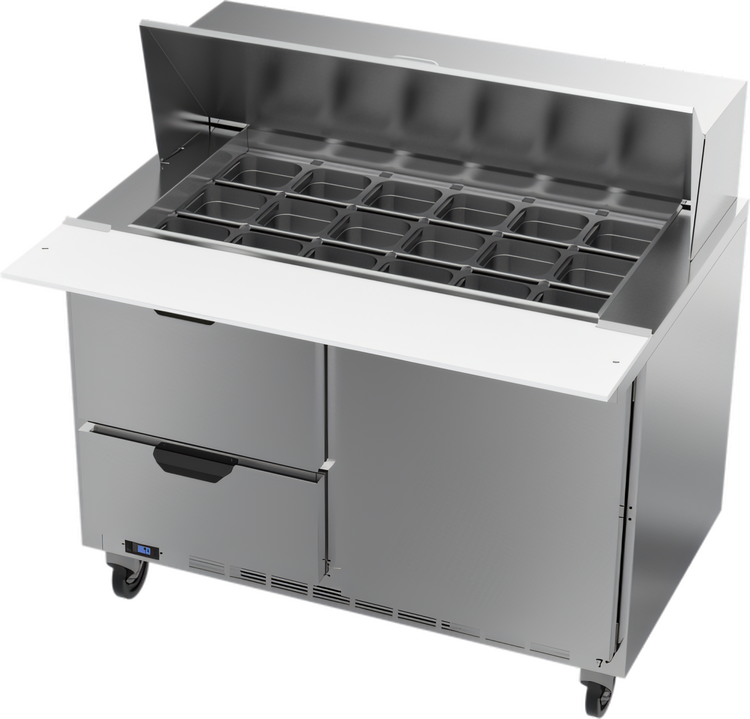 Product image #1 for Beverage Air 48-Inch Mega Top Sandwich Prep Table with 18-Pan Top, 2 Drawers, and 1 Door