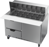 Beverage Air 48-Inch Mega Top Sandwich Prep Table with 18-Pan Top, 2 Drawers, and 1 Door