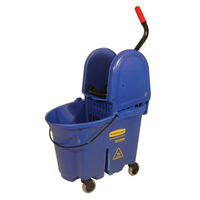 Rubbermaid Commercial WaveBrake 35 Qt Blue Mop Bucket & Down Press Wringer Combo