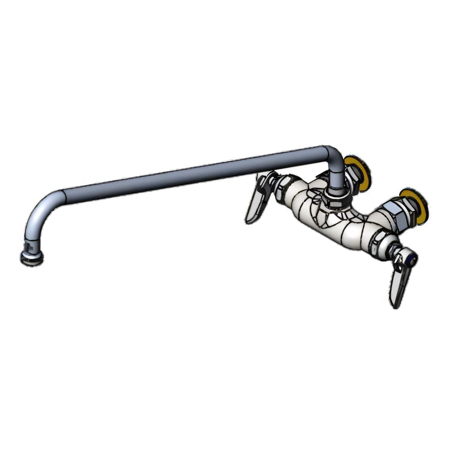 Product image #1 for T&S Brass Double Pantry Wall-Mount Mixing Faucet with 18-Inch Swing Nozzle
