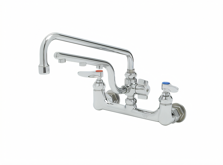 Product image #1 for UltraRinse 8-Inch Wall-Mount Pre-Rinse Mixing Faucet with 12-Inch Swing Nozzle and 10-Inch Sprayer Arm