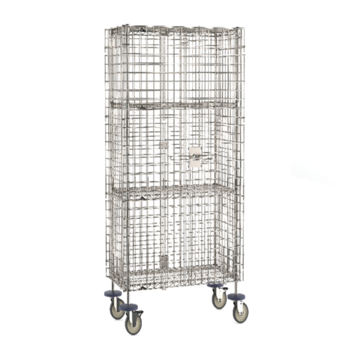 Product image #1 for Metro Super Erecta Mobile Stainless Steel Security Cage, Standard Duty, 40-3/4 x 21-1/2 x 62 Inches, 2 Intermediate Shelves