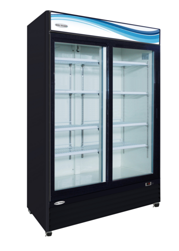 Product image #1 for Serv-Ware 48 Cu. Ft. Black Two-Door Sliding Glass Merchandiser Refrigerator