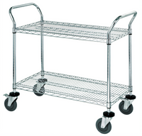 Quantum 30 x 24 Inch Chrome-Plated 2-Shelf Utility Bus Cart