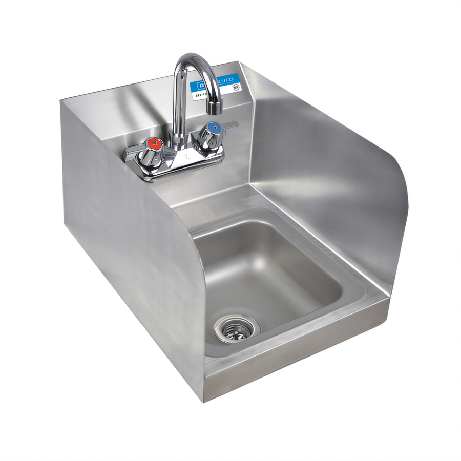 Product image #1 for BK Resources Space Saver Wall-Mount Hand Sink with 9" x 9" Bowl, Dual Side Splashes and Splash-Mount Faucet