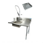 Thumbnail image #1 for BK Resources BKSDT-60-R-P3-G 60-Inch Straight Soiled Dish Table, Right-to-Left, 18-Gauge 304 Stainless Steel, Pre-Rinse Sink