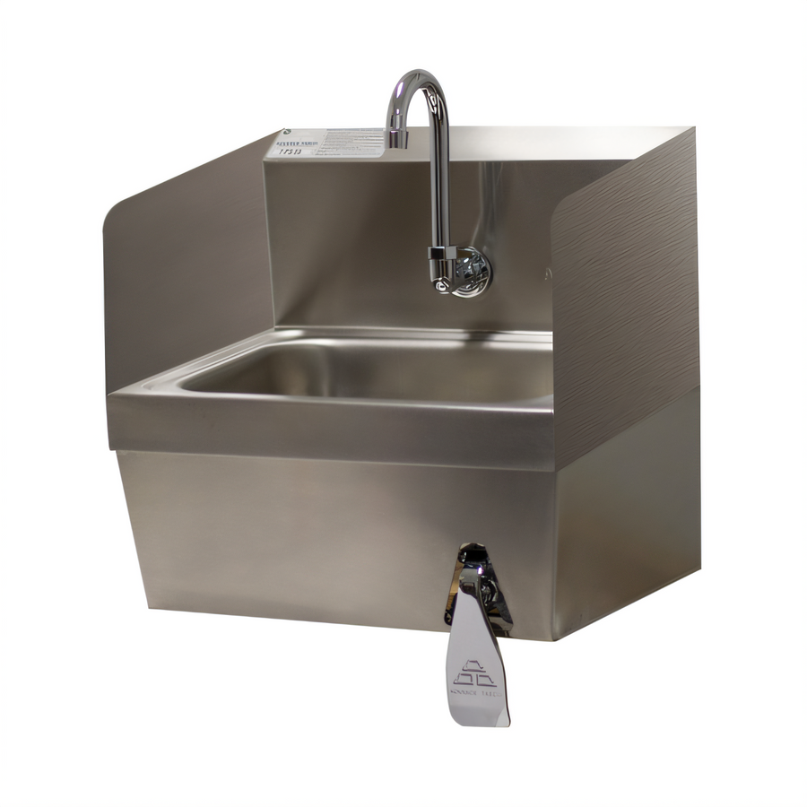 Product image #1 for Advance Tabco 7-PS-59 Wall-Mounted Stainless Steel Hand Wash Sink with 10" x 14" x 5" Bowl, Knee Valve and Gooseneck Faucet