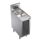 Thumbnail image #1 for Krowne Royal Series KR24-S12C Freestanding Stainless Steel Underbar Hand Sink, Open Front Cabinet, 12"W x 24"D, 10" x 14" x 10" Bowl