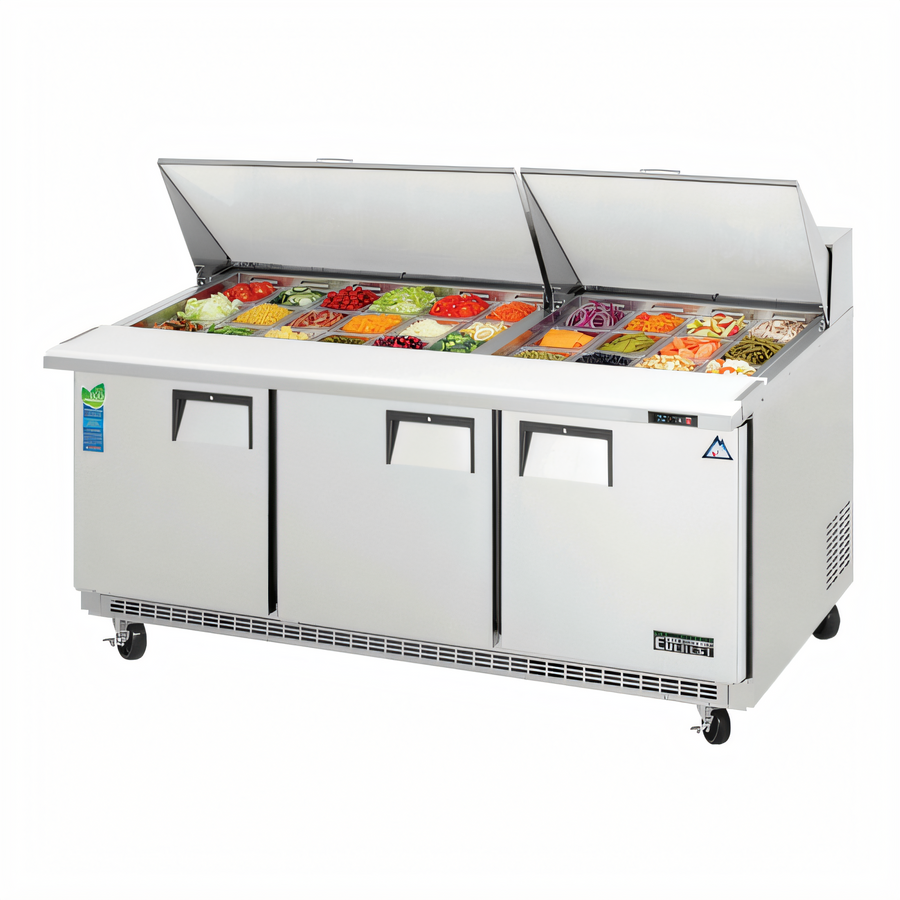 Product image #1 for Everest Refrigeration 71-1/8-Inch Mega-Top Three-Section Sandwich Prep Table with 30-Pan Opening