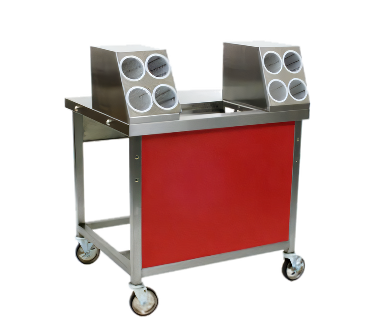 Product image #1 for Director's Choice DCS2-TSU 36" Mobile Tray & Silverware Utility Station with Holly Berry Red Laminate Panel