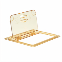 Cambro High Heat H-Pan 1/2 Size Hinged FlipLid Food Pan Cover, Amber
