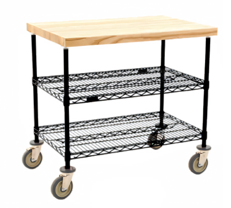 Product image #1 for Eagle QuadTruss 3-Tier Maple Top Demo Cart, 48 x 24 x 34 Inches, Black Epoxy Finish