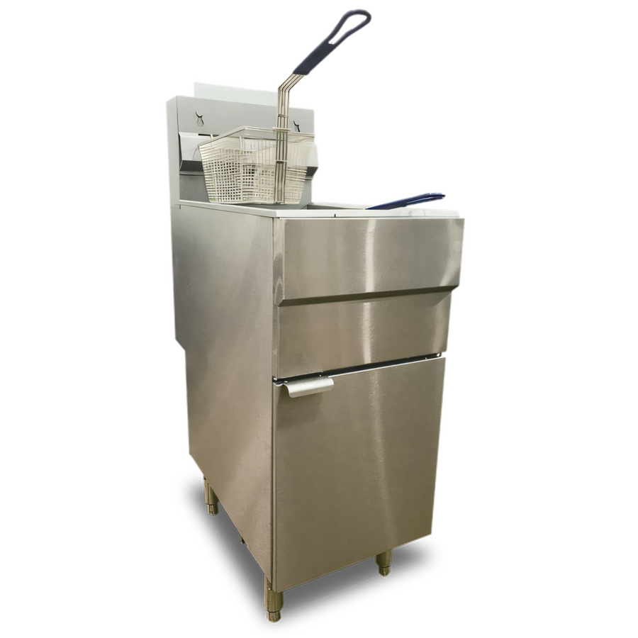 Product image #1 for Omcan Natural Gas Floor Fryer, 15.5-Inch Wide, 50 lb Oil Capacity