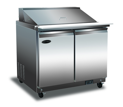 Product image #1 for Serv-Ware 36-Inch 15-Pan Mega Top Refrigerated Sandwich Prep Table, 2-Door, 9.5 Cu. Ft., 115V