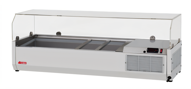 Product image #1 for Turbo Air E-Line Countertop Salad Prep Table with Clear Hood, 47-1/4 Inch, 8-Pan Capacity, R-290 Self-Contained Refrigeration