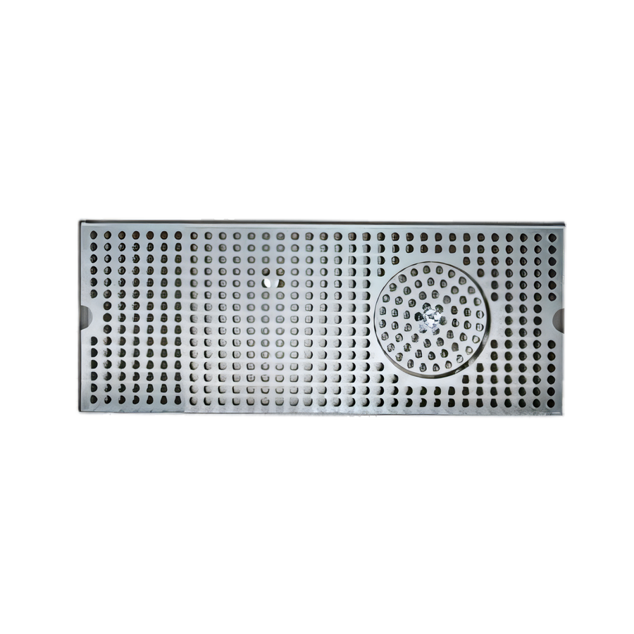Product image #1 for Micro Matic Surface-Mount Stainless Steel Drip Tray Trough with Integral Glass Rinser, 12 x 5 Inch