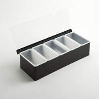 American Metalcraft 5-Compartment Countertop Bar Garnish Caddy with 16 oz. Plastic Containers