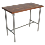 Thumbnail image #1 for John Boos Cucina Classico WAL-CUCKNB424-40 48" x 24" Walnut Edge-Grain Island Work Table, 40"H, Stainless Steel Open Base