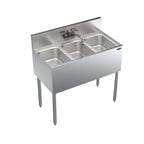 Thumbnail image #1 for Krowne Royal Series KR19-33C 36-Inch Three-Compartment Stainless Steel Underbar Bar Sink with Swing-Spout Faucet, No Drainboards
