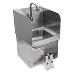 Thumbnail image #1 for John Boos Pro-Bowl PBHS-W-0909-KV2MB-SS Wall-Mounted Stainless Steel Hand Wash Sink with Double Knee Valves, 9 x 9 x 5-Inch Bowl