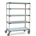 Thumbnail image #5 for Metro MetroMax 4 5X357PG4 5-Tier Mobile Polymer Shelving Unit, 48W x 18D x 80H, Blue, Open Grid & Solid Shelves