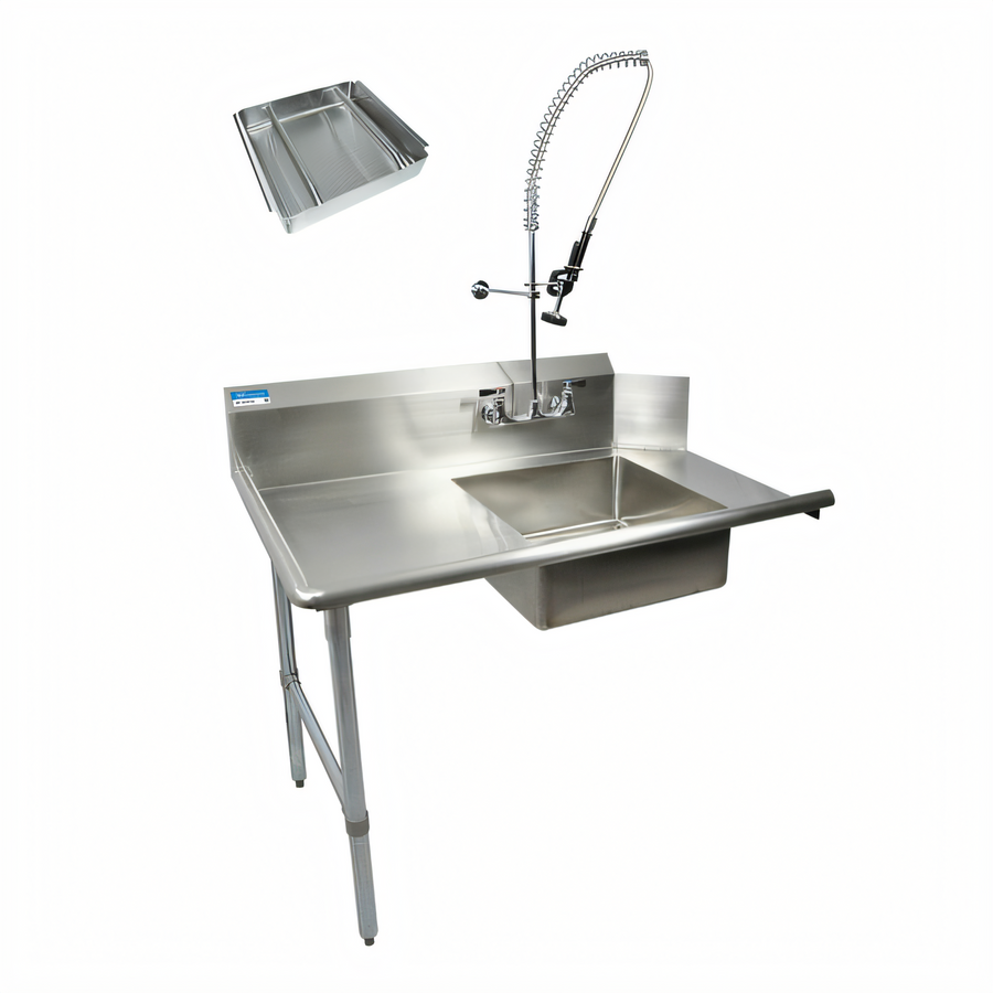 Product image #1 for BK Resources 36-Inch Straight Left-to-Right Soiled Dish Table with 20 x 20 x 8 Inch Pre-Rinse Sink and 10-Inch Backsplash