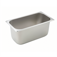 Winco 1/3 Size Straight-Sided Solid Steam Table Hotel Pan, 6-Inch Deep, 25 Gauge Stainless Steel