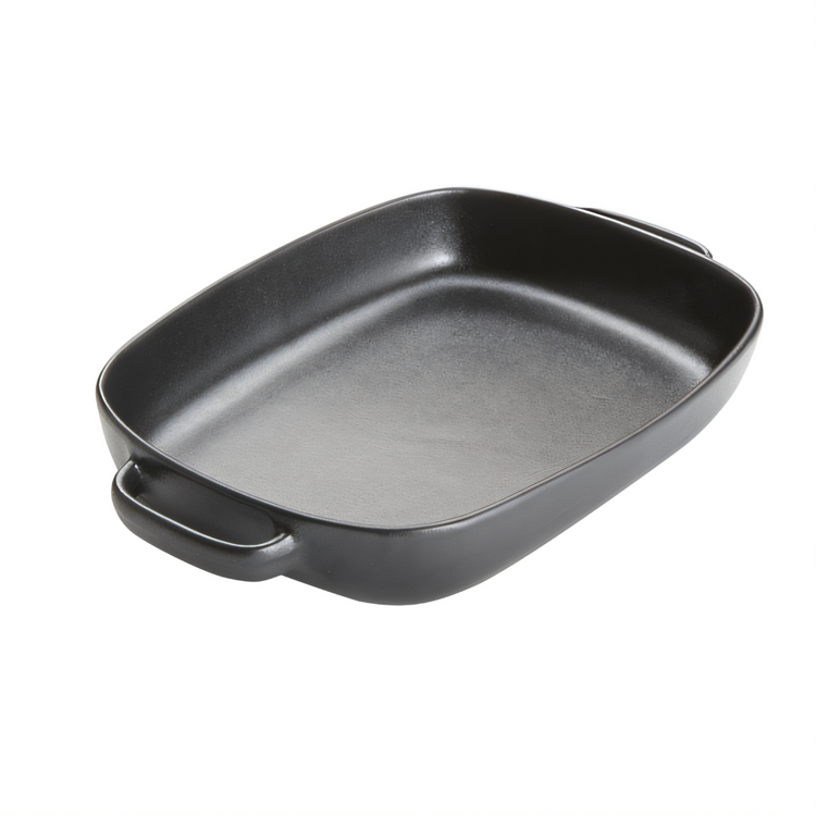 Product image #1 for American Metalcraft 64 oz Rectangular Porcelain Casserole Dish with Handles, Black Matte Finish
