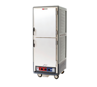 Metro C5 3 Series Full Height Mobile Heated Holding and Proofing Cabinet with Gray Insulation Armour, Dutch Solid Doors, and Universal Wire Slides