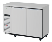 Turbo Air Super Deluxe Narrow Two-Section Solid Door Back Bar Cooler, 12.2 Cu. Ft., Self-Contained Side-Mount, Stainless Steel