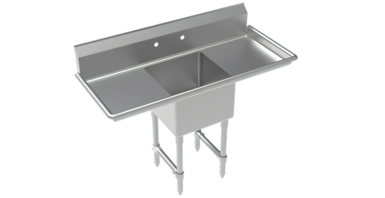 Product image #1 for Krowne Royal Series 1-Compartment Commercial Sink with Left and Right Drainboards
