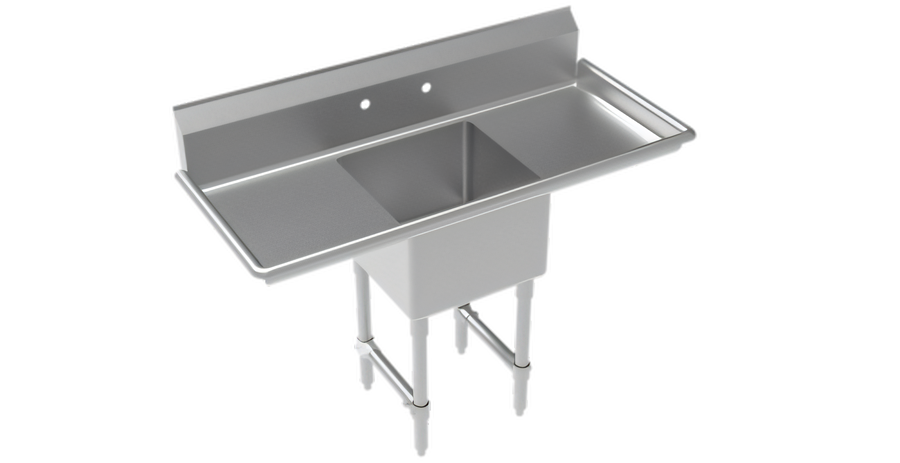 Product image #1 for Krowne Royal Series 1-Compartment Commercial Sink with Left and Right Drainboards